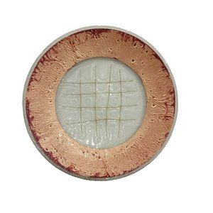 Fused Art Glass Plate Copper Jones Glassworks Signed Red Gold 2002 Lined 13.5"